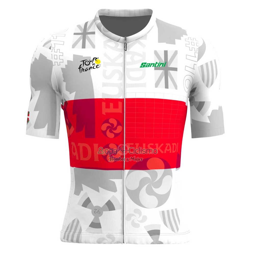 Tour DE Francia Ropa Ciclismo Culotte Corto 2023 Hombre Mangas Cortas Rojo Blanco